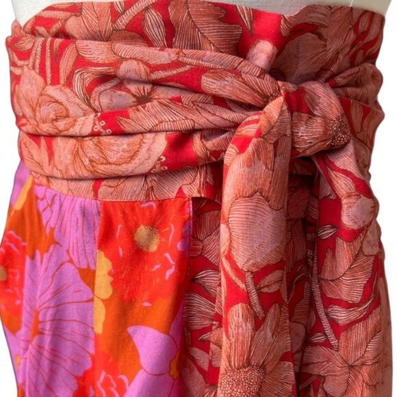 Anthropologie Carolina K Kinsale Floral Wrap Skirt in Red Motif Size Medium NWT - Picture 9 of 13